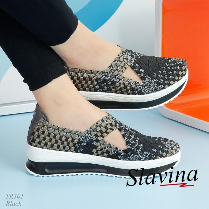 SEPATU WEDGES RAJUT WANITA SLAVINA TERBARU IMPORT MURAH TR301 MURAH