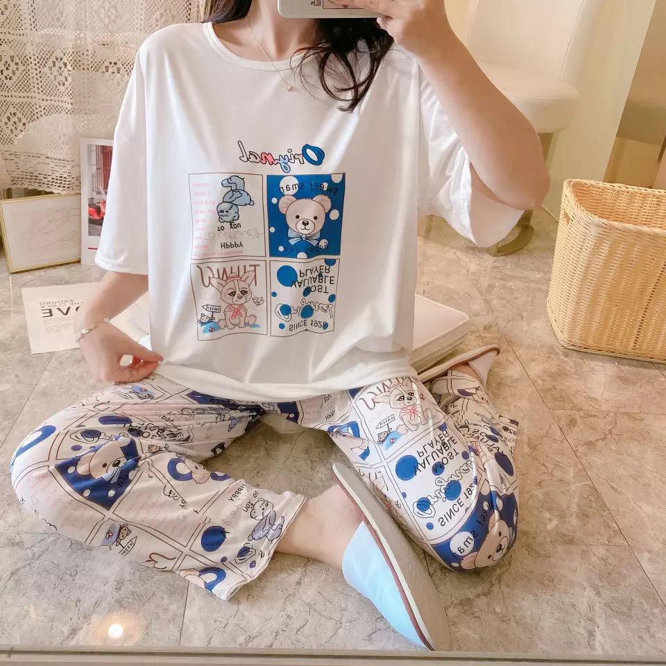 Baju Tidur Piyama Set/Piyama Wanita Import/Baju Piyama Celana Panjang/Woman Sleep Wear-H4-Bear
