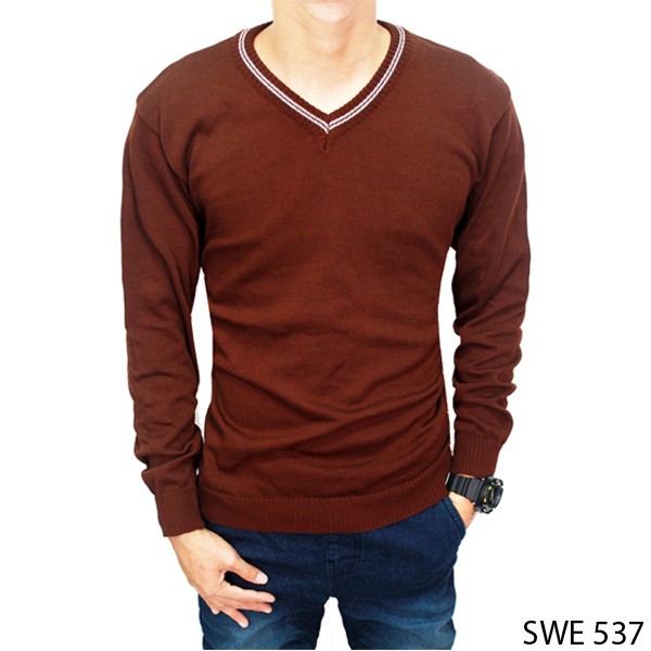 Sweater Pria Motif V-Neck Basic / Premium Quality - Bahan Rajut (COMB)
