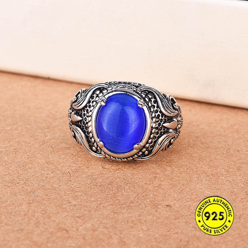 S925 Silver Moonstone Ring Inlaid Ornament