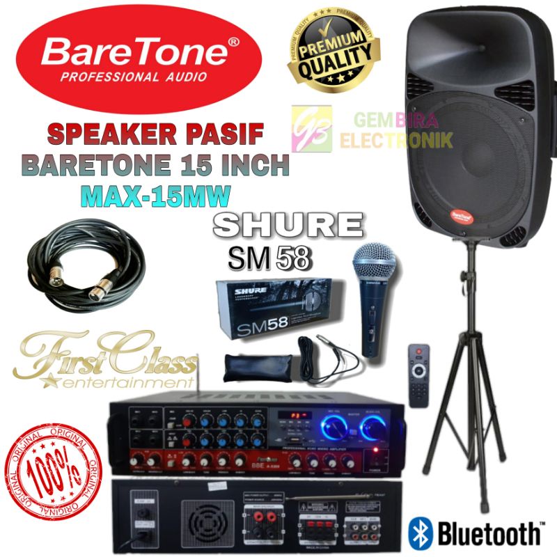 Paket Karaoke Speaker Baretone 15 inch Outdoor indoor ampli bluetooth