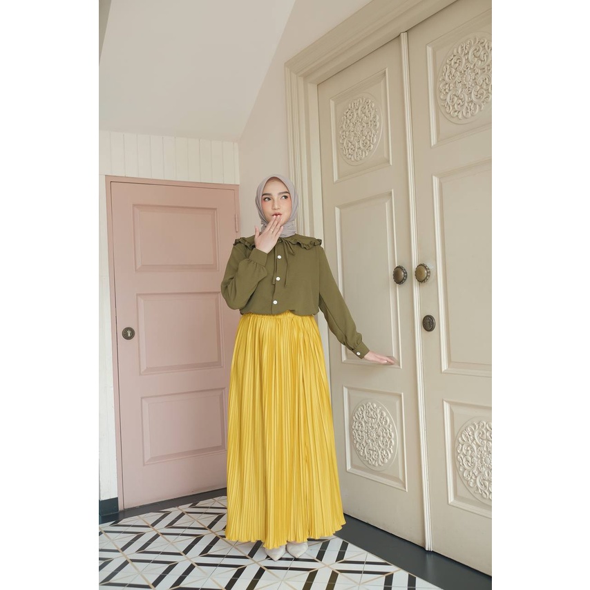 Setelan rok Wanita Polty Blouse Set Longskirt Plisket By Aeraaqu