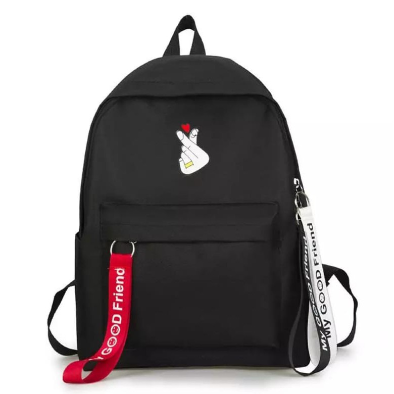 COD MAKASSAR Tas Ransel Backpack Tas Sekolah Tas Gendong Jari Love Saranghae Shopee tokotamz Online 