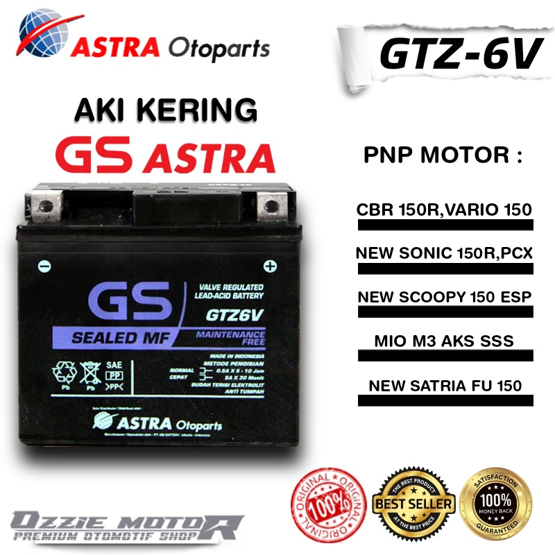 AKI GS ASTRA GTZ-6V MF 5AH AKI KERING MOTOR BEAT ISS SCOOPY ISS MIO SS