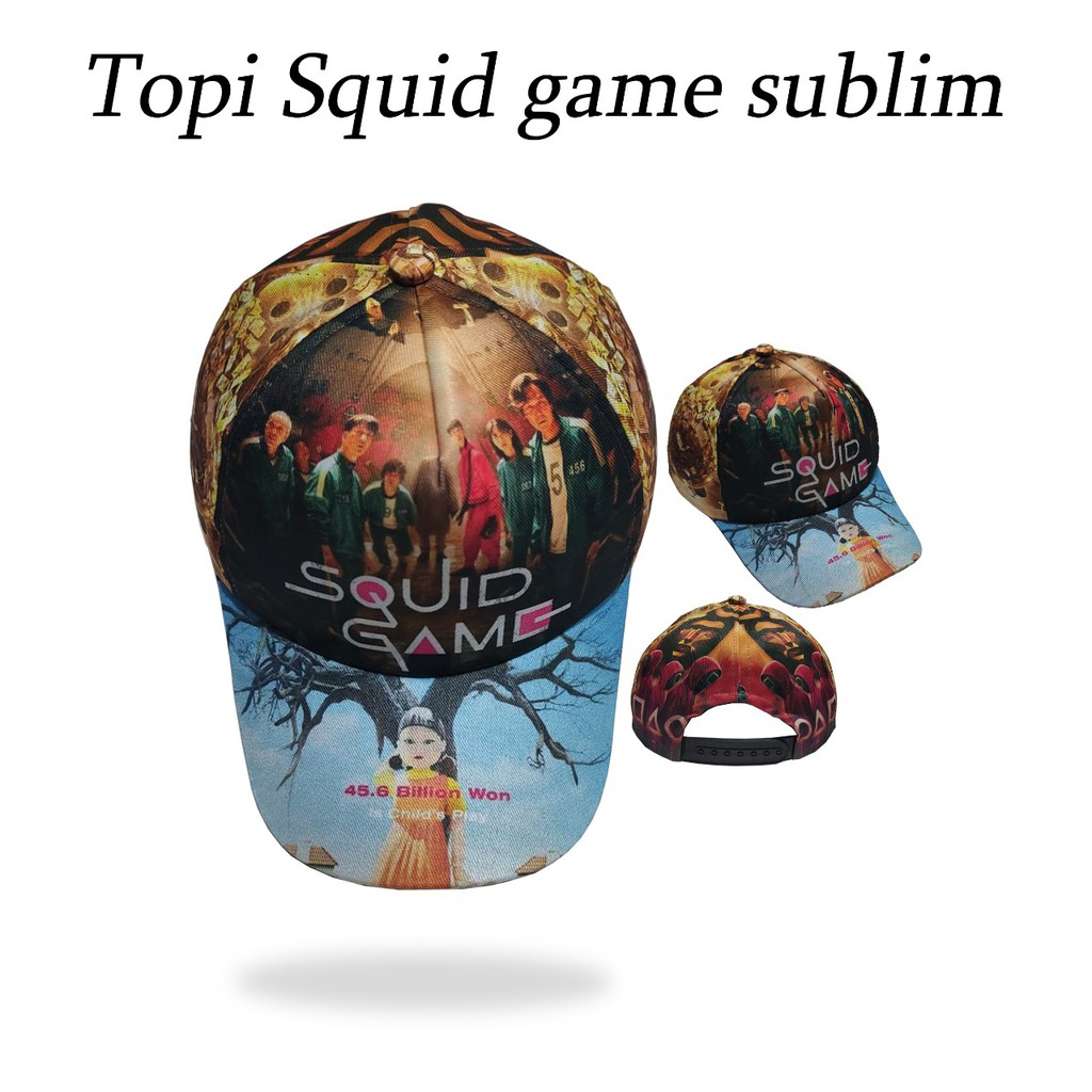 Topi Anak Laki laki Perempuan Motif Squid Game Sublim usia 3-10 Tahun