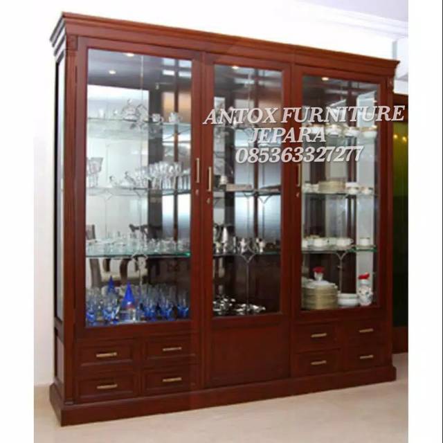 Lemari pajangan jati lemari hias jati minimalis mebel Jepara