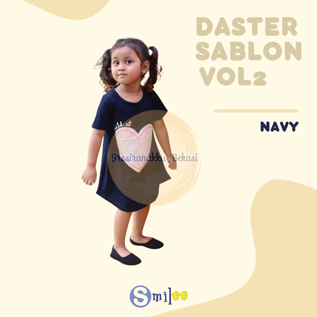 Daster Anak Smile Sablon Vol 2 Motif Navy Love size 1-5Thn