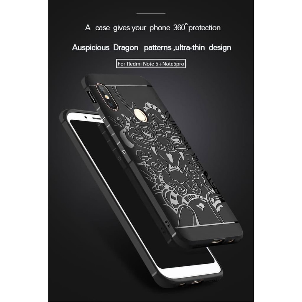 Xiaomi Redmi Note 5 / Note 5 Pro Case Cocose Dragon FREE TEMPERED - FREE TG HITAM Top Quality