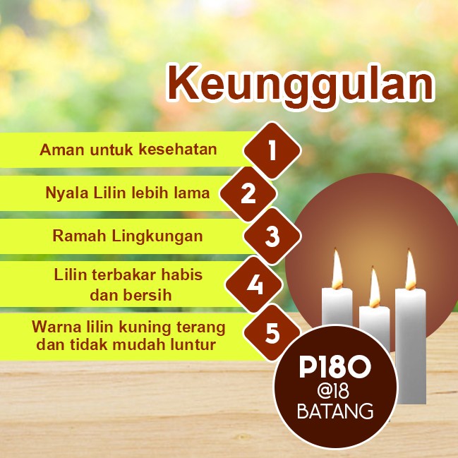 Lilin Batang Sembahyang Sukhavati P180 Putih