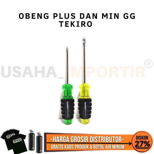 Obeng Plus Dan Min GG Tekiro Origiinal Obeng Gagang Karet Panjang/Pendek Obeng Tekiro Obeng Plus Min