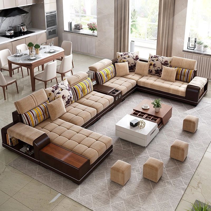 SOFA TAMU SOFA MINIMALIS MODERN LETER U KURSI TAMU MINIMALIS PREMIUM COKELAT