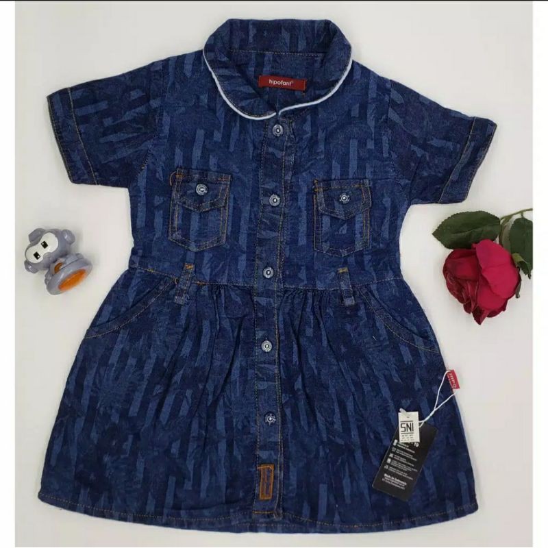 NEW Hipofant Dress Denim anak 1-3 tahun/ baju dress anak perempuan HIPOfant Original/ Hipojeans dres