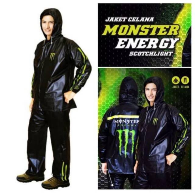 Jas Hujan MONSTER ORIGINAL Indoplast Setelan Skotlet Scotchlight Baju Jaket Celana Dewasa Pria ORI