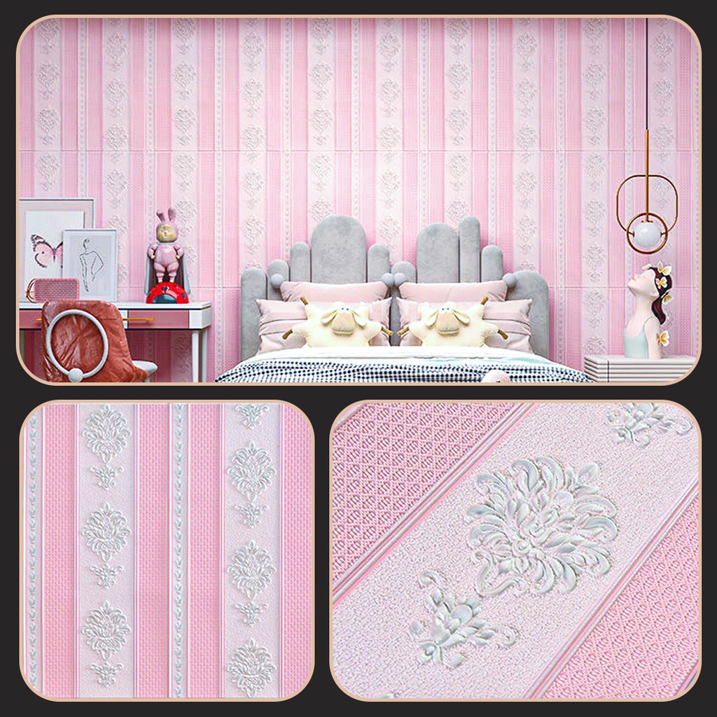 WALLPAPER MOTIF UKIRAN HIGH QUALITY | XPE FOAM WALLPAPER DENGAN LAPISAN FOIL | WALLPAPER STICKER TEMPEL