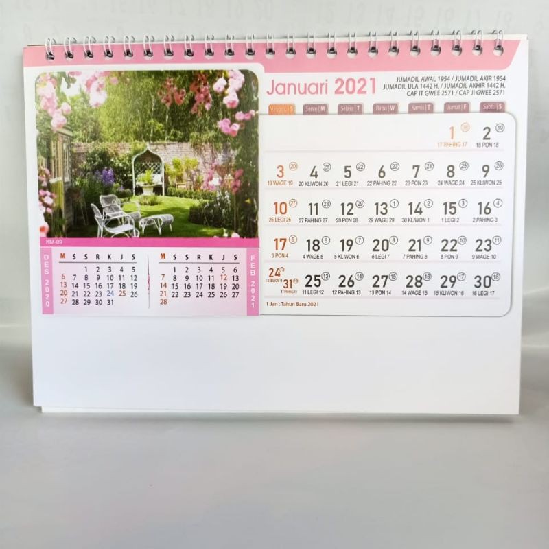 Kalender Meja Tahun 2021 Motif Taman Shopee Indonesia