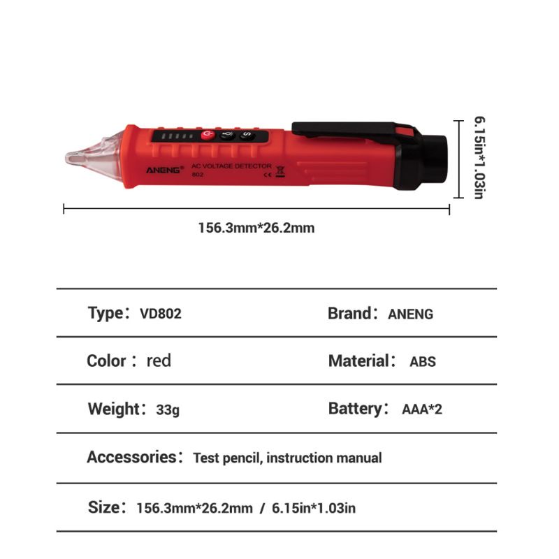 Kiss VD802 Pen Detektor Voltase AC 12V-1000v Dengan Indikator LED