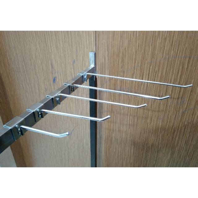 Single Hook besi chrome pipa kotak 15cm gantungan display