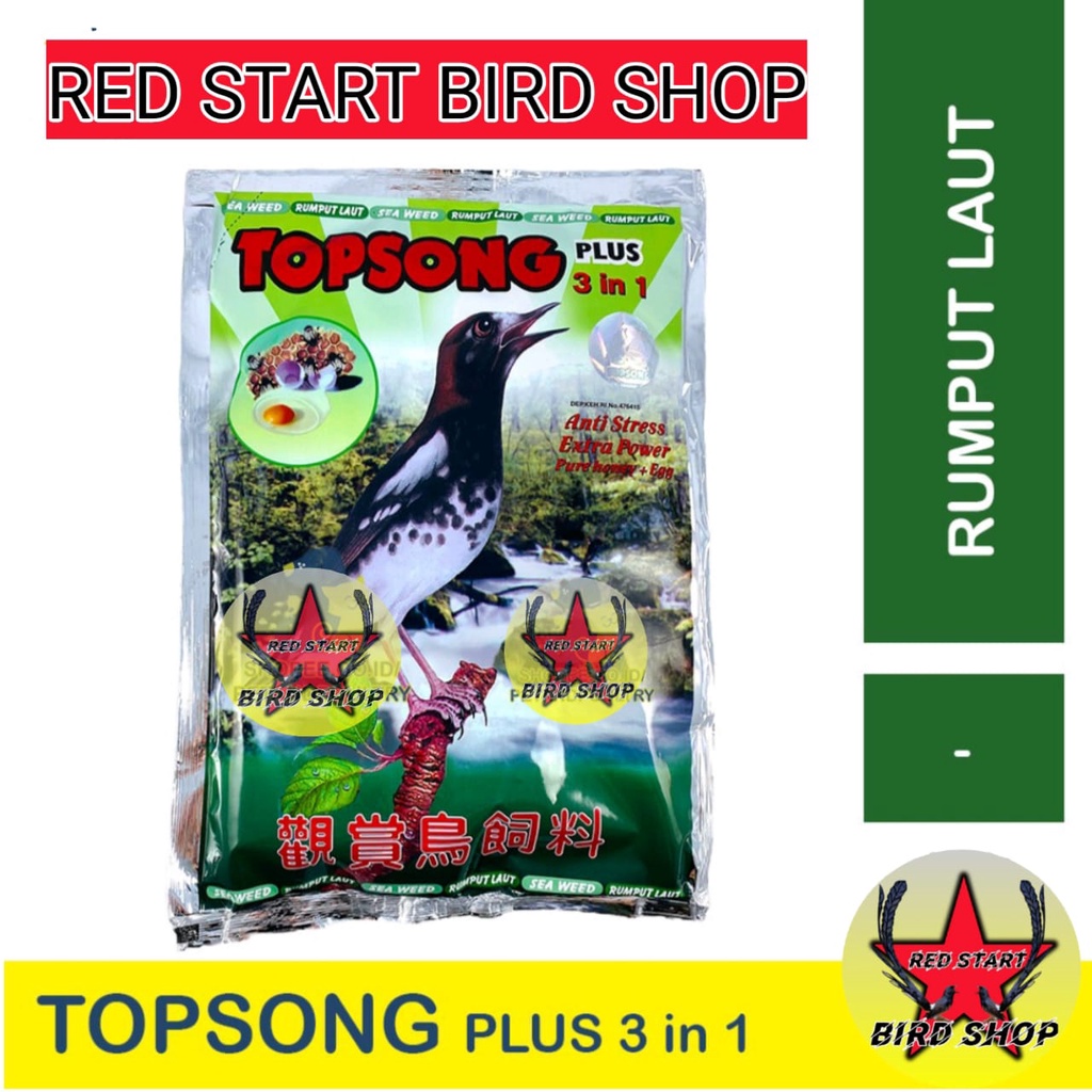 TOPSONG 3 IN 1 / TOPSONG SEAWEED - PAKAN BURUNG BERKICAU / PAKAN BURUNG TOP SONG ko