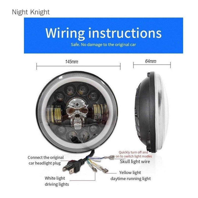 Lampu Depan LED DRL angel face 65W 5.75 &quot;4 Warna Untuk Motor