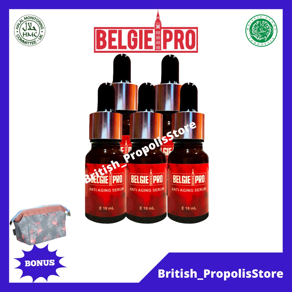 Paket Belgie Pro 5 Botol Face Serum Anti Aging 100% Original