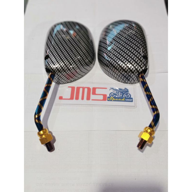 kaca spion carbon two tone dan blue xxx model Yamaha Mio untuk semua motor yamaha