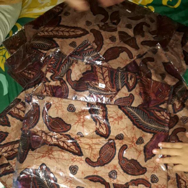 Kemeja Batik Hrb026 Kenongo Kemeja Tosca Pendek Pekalongan Padi M L Xl Sogan Tulis Asifa Batik Padi