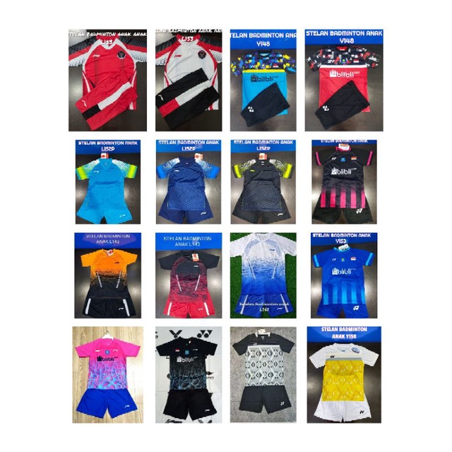 BAJU SETELAN ANAK ANAK BADMINTON/ BADMINTON ANAK ANAK LINING