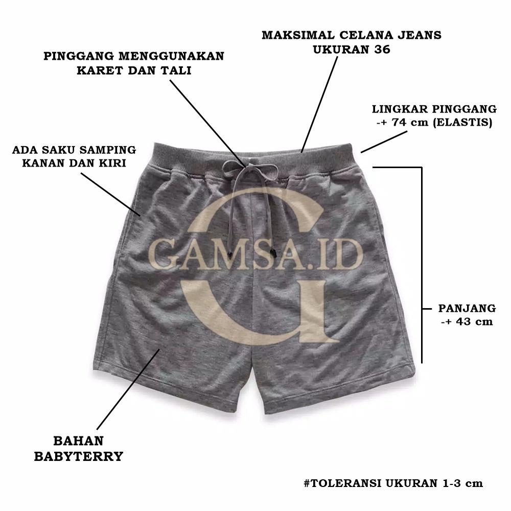 COD - CELANA PENDEK BABYTERRY PRIA WANITA SHORT PANTS KOLOR TRAINING PENDEK CASUAL SANTAI TIDUR OLAHRAGA