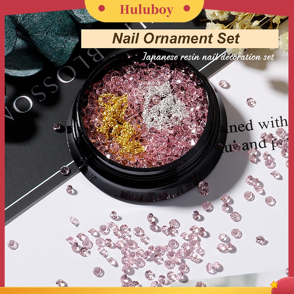 Huluboy Huluboy♡ 1 Kotak Ornamen Batu Berlian Imitasi 3D Untuk Dekorasi Nail Art