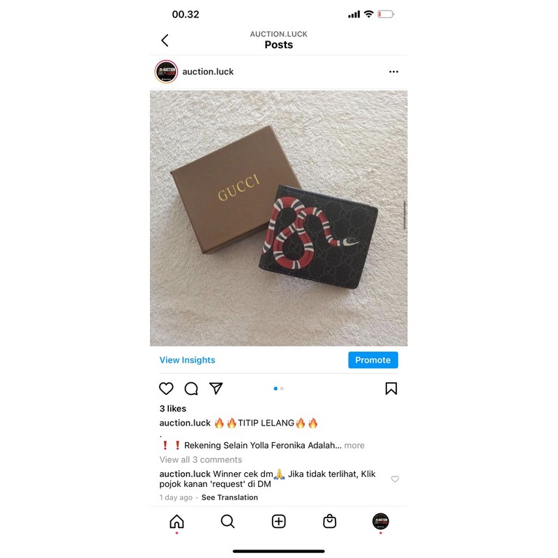 Wallet gucci snake luck