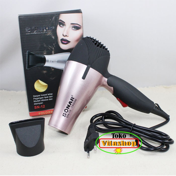 HAIR DRYER SONAR SN-12 LIPAT PENGERING RAMBUT MURAH 1500 WATT ORIGINAL