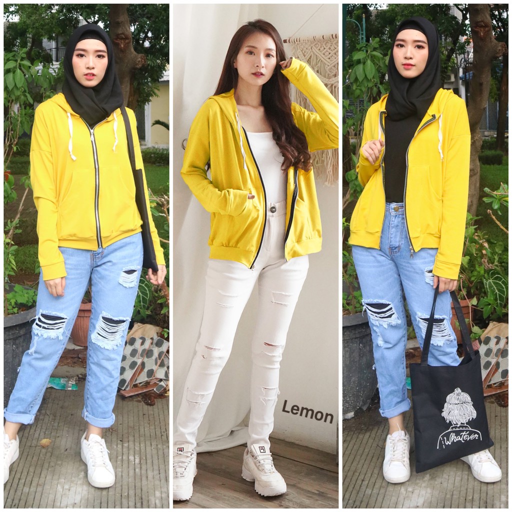 Chamele Jaket Hoodie Wanita Outer Bahan Babyterry Premium Tebal High Quality 2259