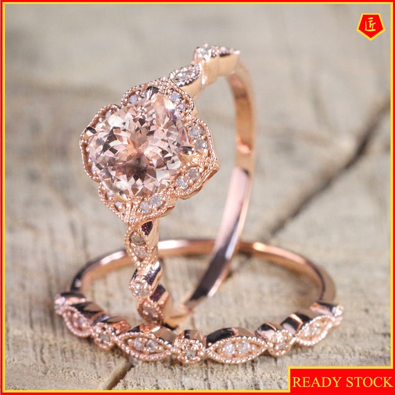 [Ready Stock]Square Moissanite 18K Rose Gold Ring Elegant Fashion