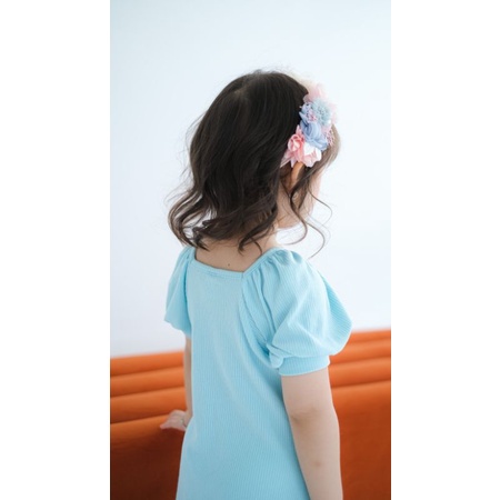 VS - PUFFY SLEVEES DRESS ANAK PEREMPUAN / DRESS PUFFY BALITA ANAK PEREMPUAN POLOS RIB 1-5 THN