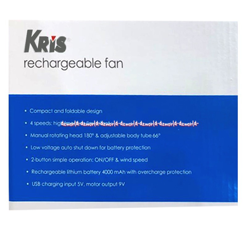 Kris rechargeable fan table Black Kipas Angin meja bisa berputar USB Black White Bisa Di Lipat