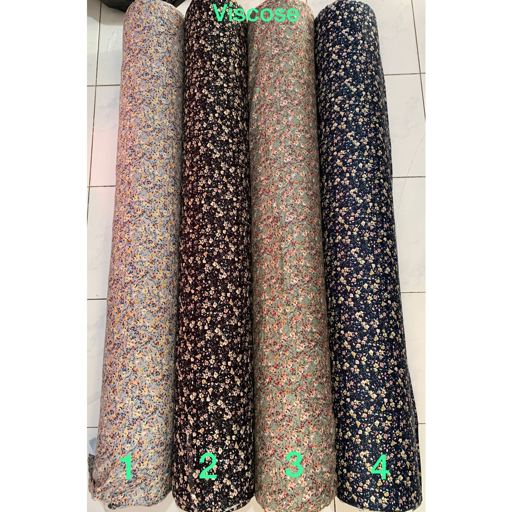 BISA COD // ECER KAIN METERAN // HARGA PER 0,5M // RAYON VISCOSE // MOTIF POLKADOT DAISY ZEBRA BUNGA