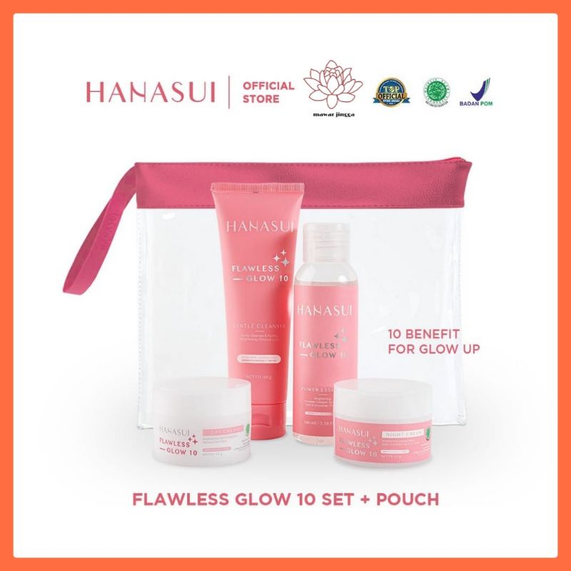 HANASUI FLAWLESS GLOW 10 SET + POUCH / HANASUI SKINCARE FLAWLESS GLOW