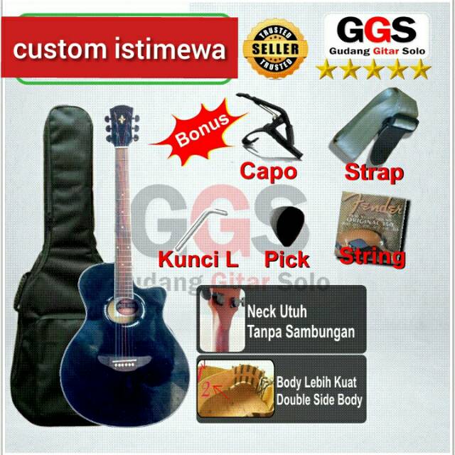 gitar akustik yamaha apx 500ii copy murah dua lapis gagang utuh