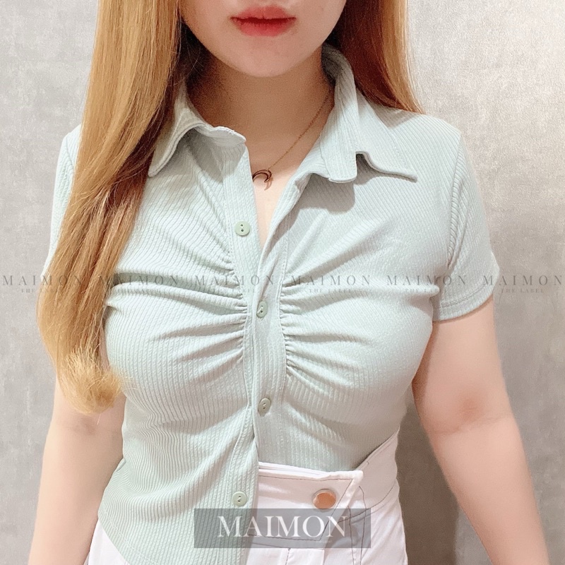 Scrunch Slim Shirt | Kemeja Kerut Korean Fashion | Maimon Grosir