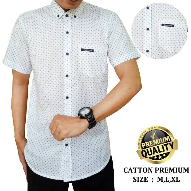 Kemeja pria Lengan pendek Kemeja Pria motif Putih kemeja Premium