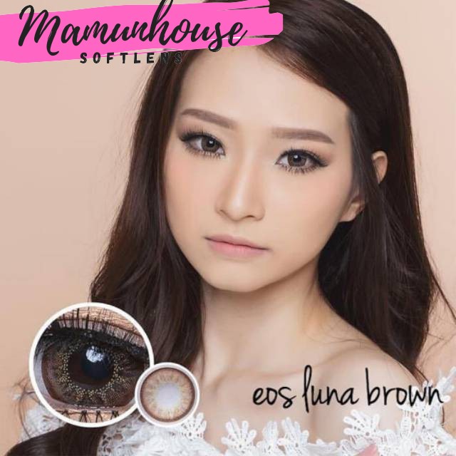 ORIGINAL Softlens EOS Luna Soft Lens Black Hitam Gray Pink Brown Soflens Minus Soflen Murah Soplen B