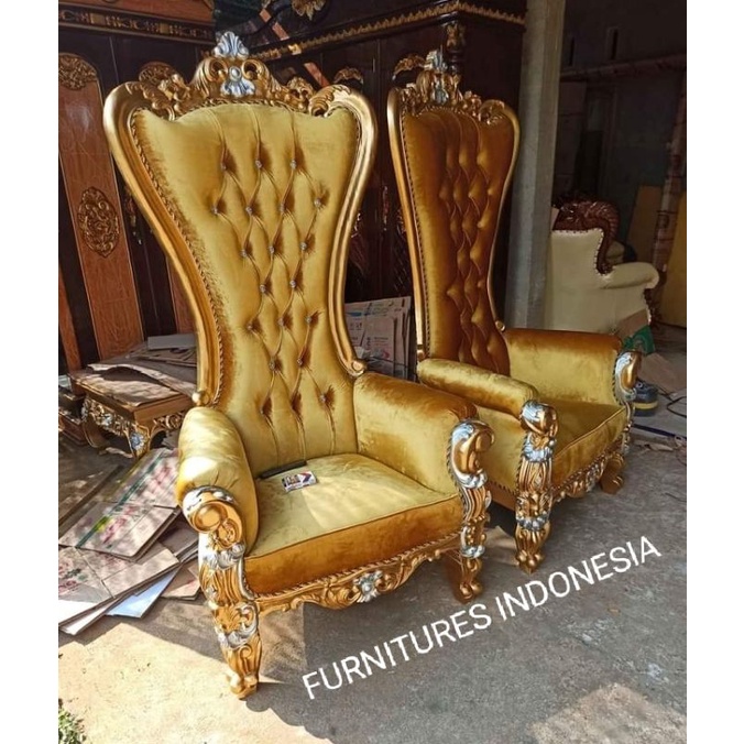 KURSI SYAHRINI (1pcs) / KURSI RAJA / KURSI UKIR EMAS JATI / KURSI SYAHRINI TERLARIS