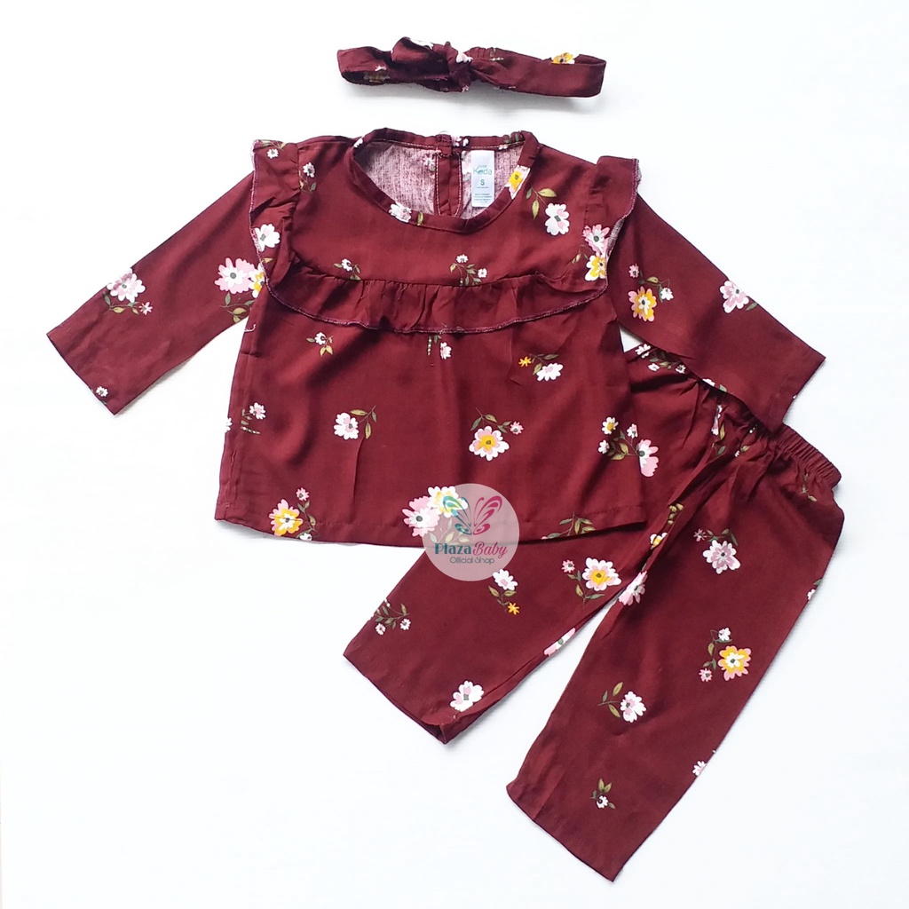 Plazababyku MX LOLLITA SETELAN BANDO setelan bayi motif bunga yang lucu free headband PART2