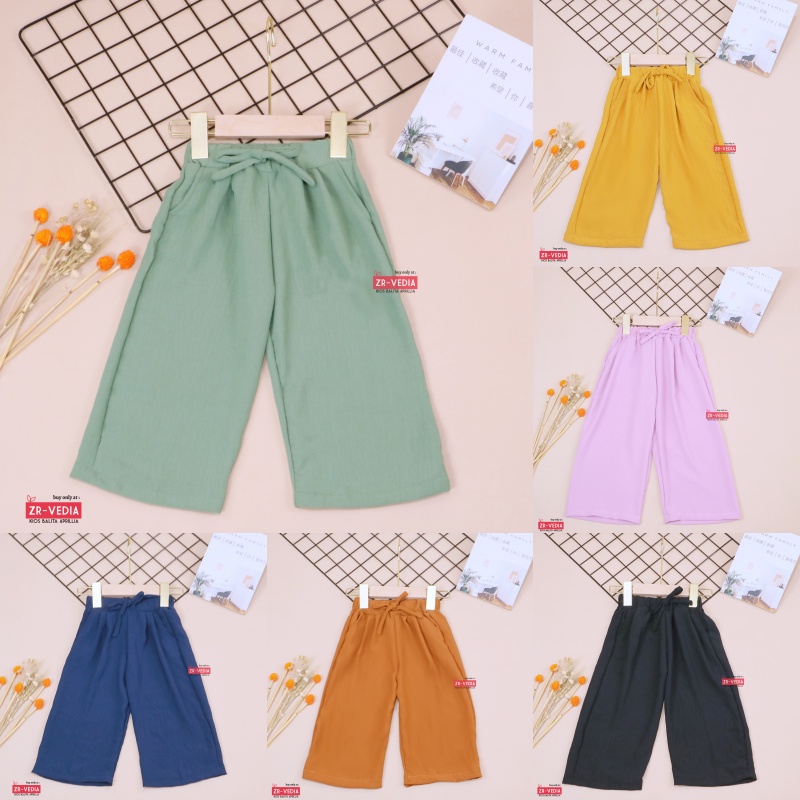 Malaya Cullotes Pants uk uk 2-5 Tahun / Kulot Polos Anak Perempuan Pants Panjang Celana Cewek Harian Zrvedia