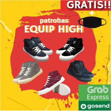 Sepatu Sneakers Pria Patrobas Equip High Black White / All Black / Charcoal Grey / Navy / Maroon / White Gum Original 100%-8