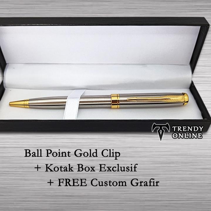 

Model Baru.. Pulpen Model Parker Sonnet Stainless Steel Klip Emas FREE Grafir Nama dan Box Exclusif