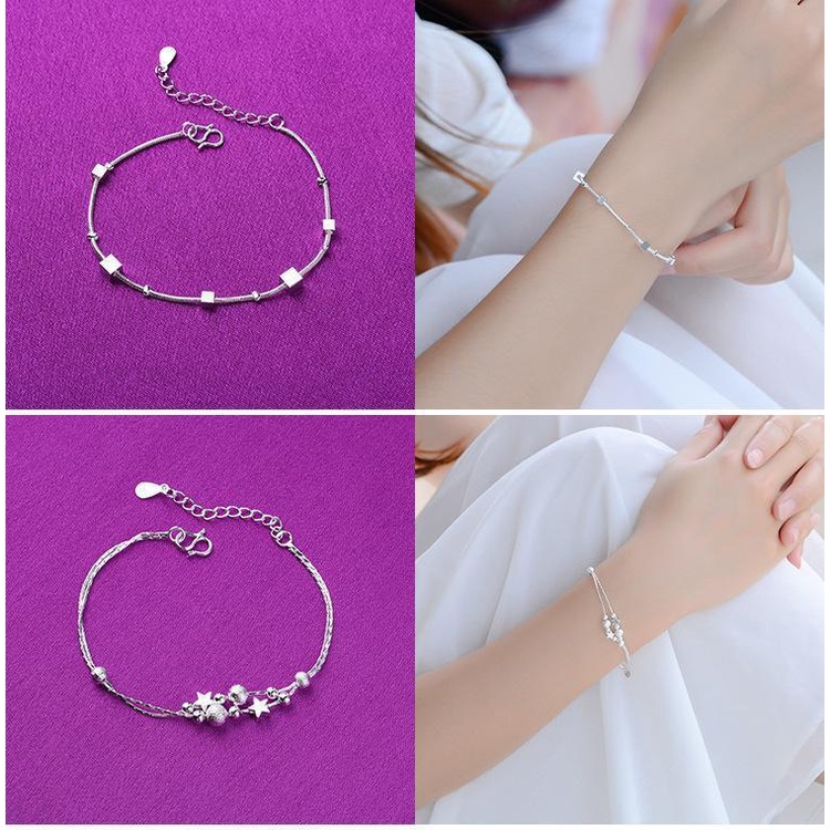 Perhiasan Gelang S925 Silver Bentuk Bulan Bintang Untuk Hadiah Wanita