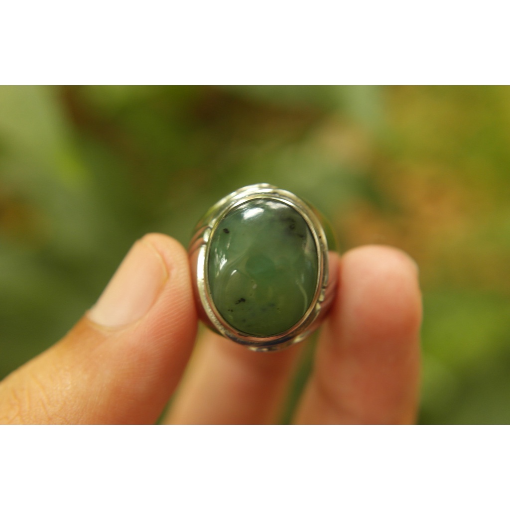 Natural Giok Aceh Ring Monel 8 Kode 388