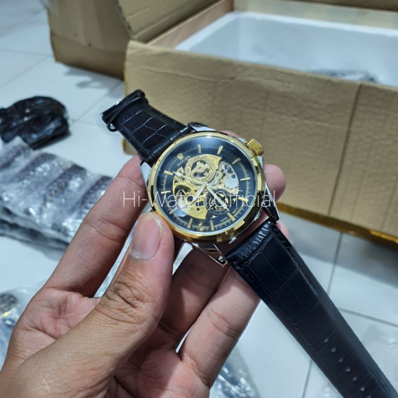 Jam Tangan Rolex Pria Automatic / Jam tangan pria rolex skeleton automatic tahan air