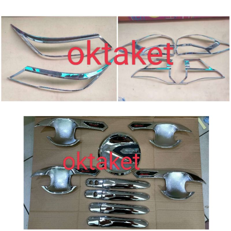 paket lengkap Garnish depan belakang Outer Handle Tank cover All new Rush Terios 2018-2022 chrome